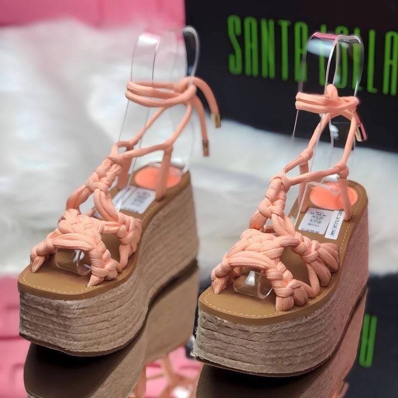 Sandália Plataforma Santa Lolla Salmão Corda Amarração Nova 35 Sandália  Feminina Santa Lolla Nunca Usado 98243306 enjoei