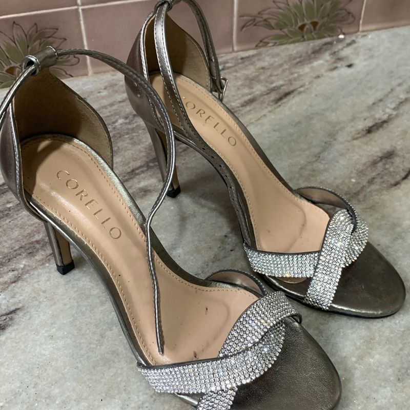 Sandalia Prata Velho e Strass Corello Usado 110804625 enjoei