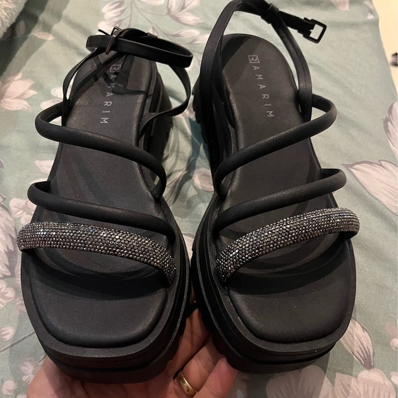 Sandália Ramarim Tratorada Preta Ramarim Nunca Usado 110547403