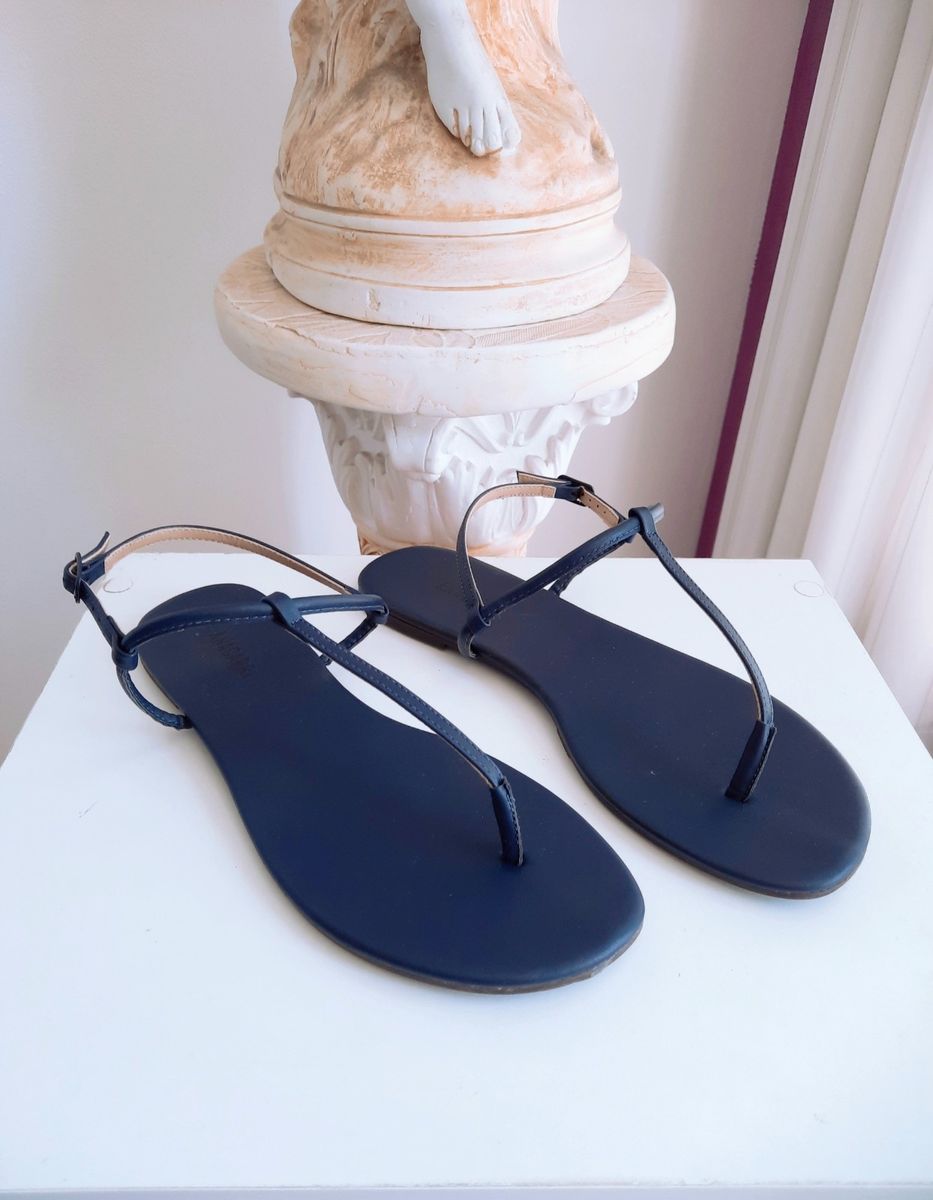 Sandália Rasteira Azul Marinho Anacapri Rasteira Feminina