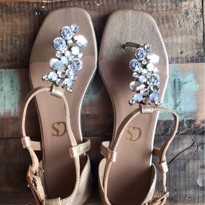 Sandália Rasteirinha Carmen Carmen Steffens Rasteiras Dourado