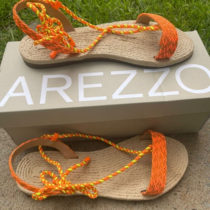 Sand lia Rasteira Laranja Cord o Amarra o 35 Arezzo Original