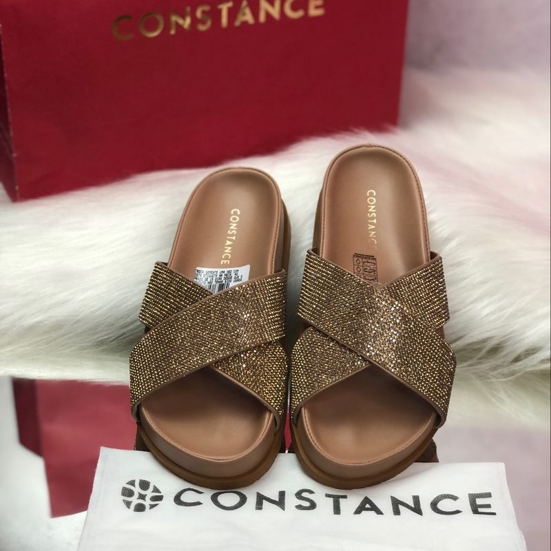 Sand lia Rasteira Papete Constance Nude Strass Solado Alto 35 36