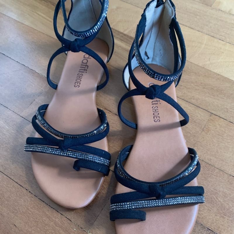 Sandália Rasteira DAFITI SHOES Tiras Preta - Compre Agora