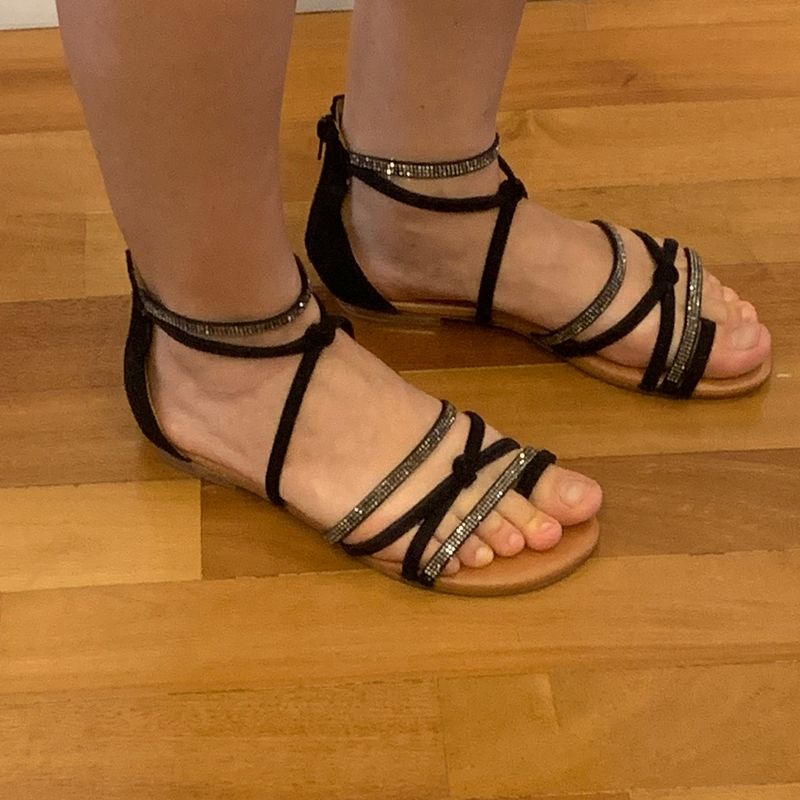 Sandália Rasteira DAFITI SHOES Tiras Preta - Compre Agora