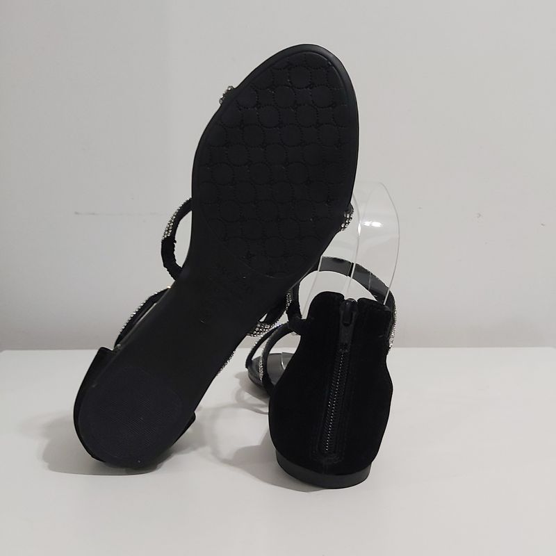 Rasteira Nobuck Arezzo Sandalia Rasteira Preta Arezzo SANDÁLIA