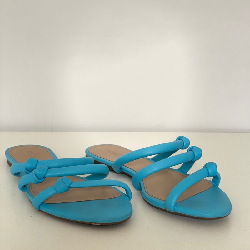 Sandália Rasteira Tiras Nó Arezzo Azul Rasteira Feminina Arezzo