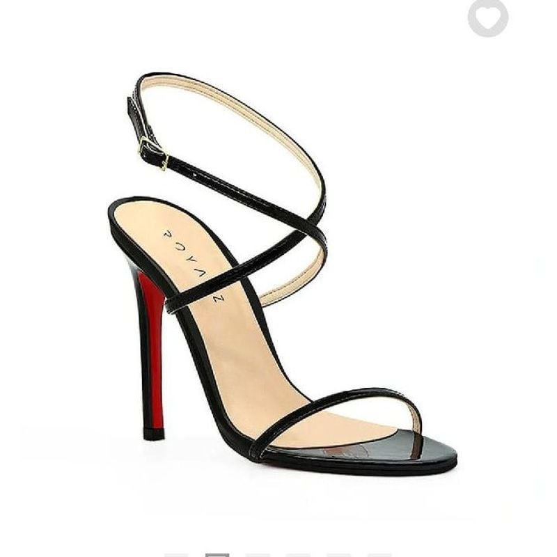 Royalz Sandalia Tira Preta Salto Fino Sandália Royalz Verniz