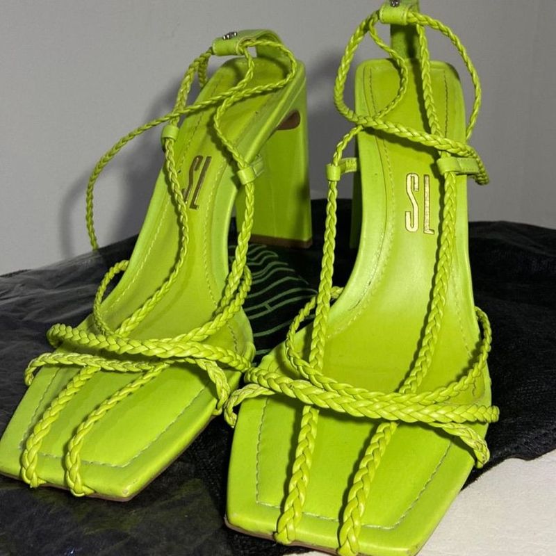 Sandália Salto Alto Santa Lolla Neon Amarelo 10 Cm Santa Lolla