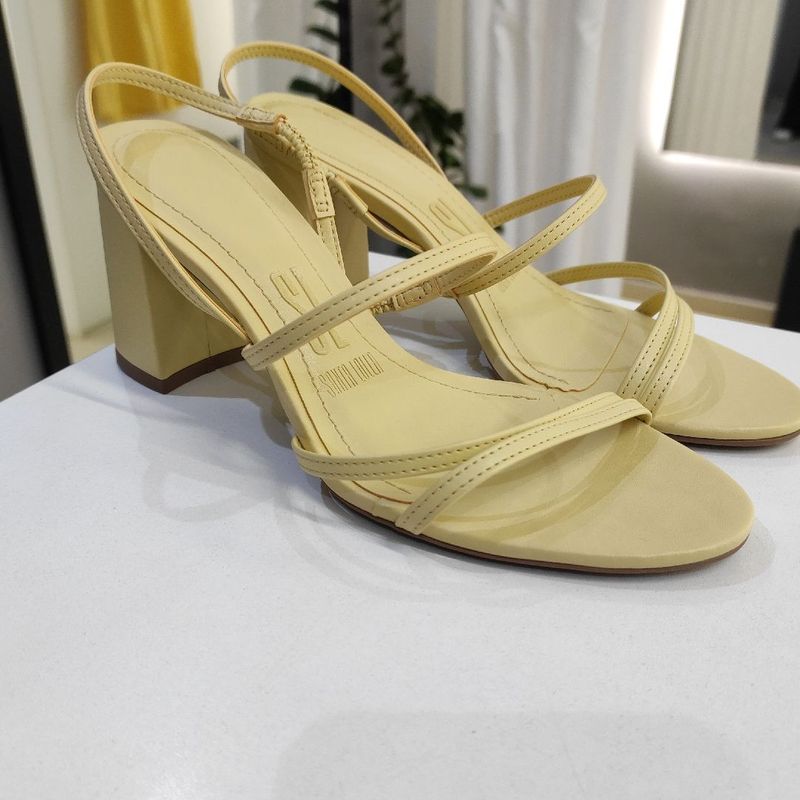 Sandália Salto Bloco Creme Santa Lolla Nunca Usado 111669788