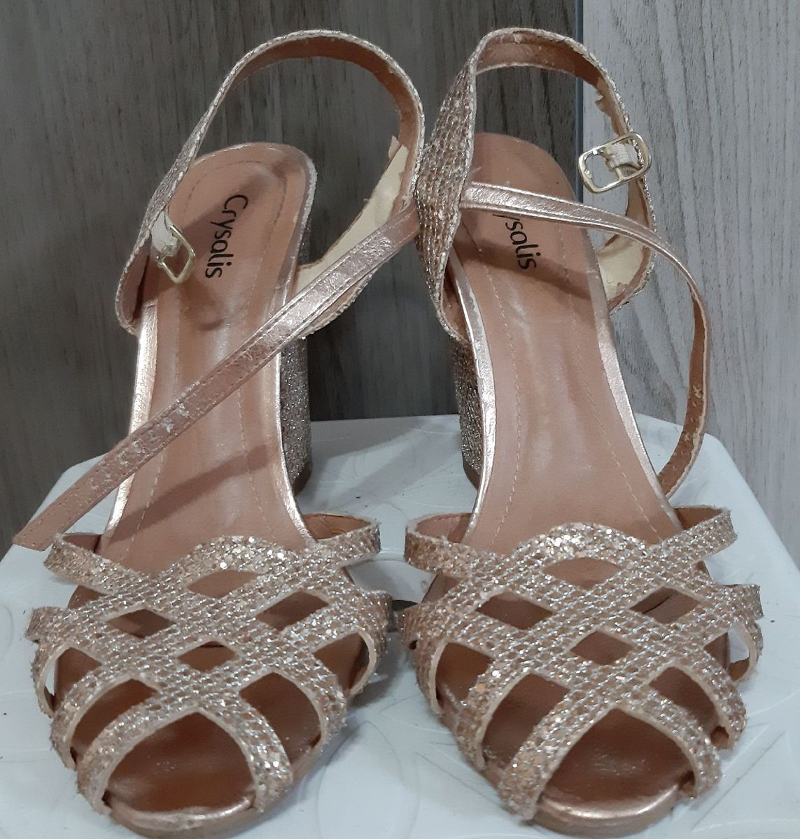 sandalia salto grosso crysalis