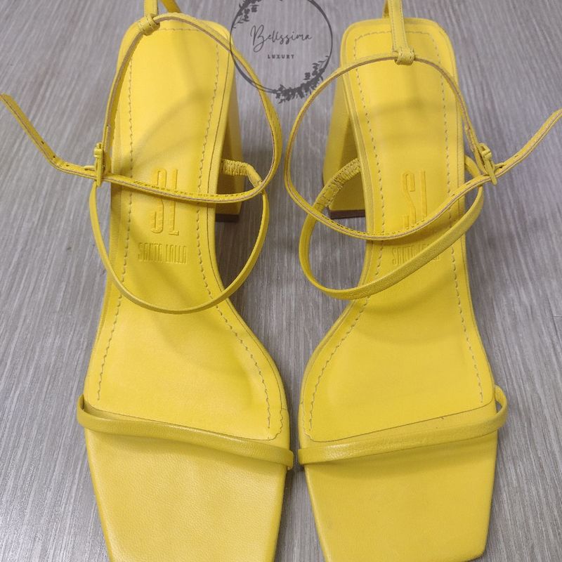 Sandália Santa Lolla Amarela Tiras Salto Santa Lolla Nunca Usado