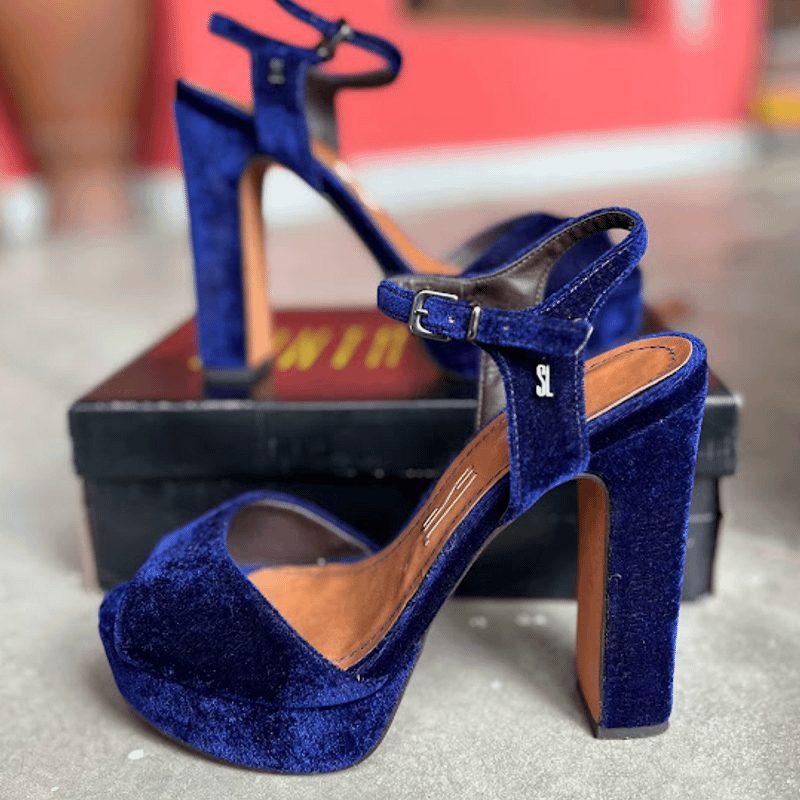 Sandália Santa Lolla Veludo Azul-Marinho Santa Lolla Usado