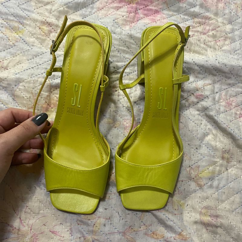 Sandália Santa Lolla Verde Limão Salto Grosso Sandália Feminina Santa  Lolla Nunca Usado 77289029 enjoei