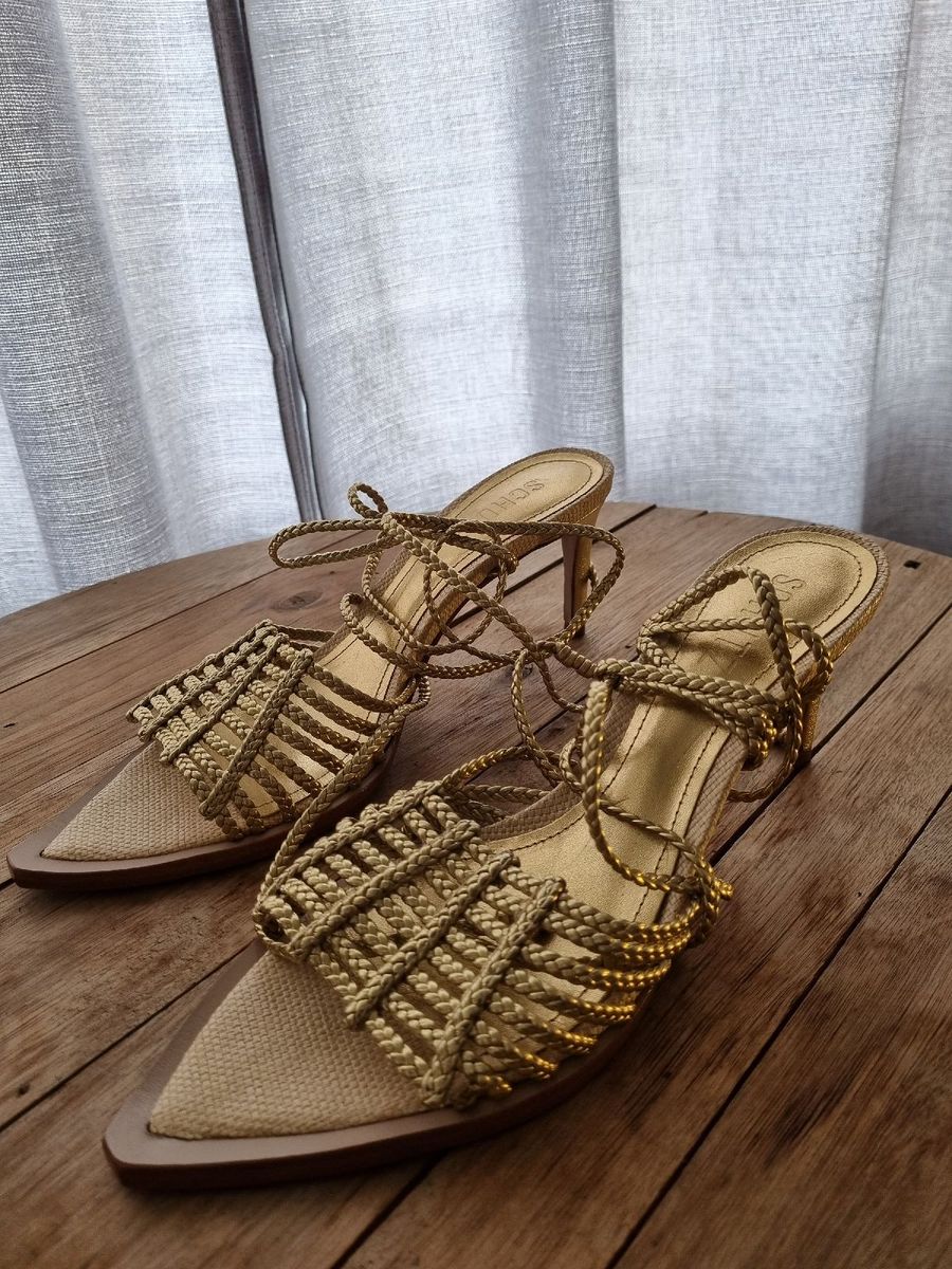 Sandália Scarpin Schutz Dourada | Rasteira Feminina Schutz Nunca Usado ...