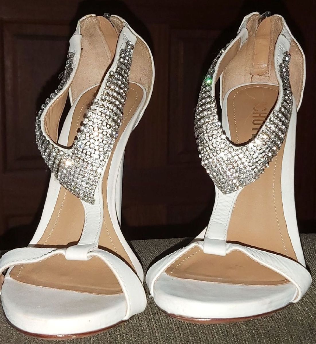 Sand lia Schutz Branca com Cristal Sand lia Feminina Schutz