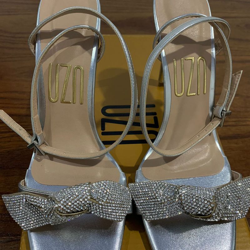 Sandália Uza Metalizada Prata Uza Shoes Nunca Usado 113395494