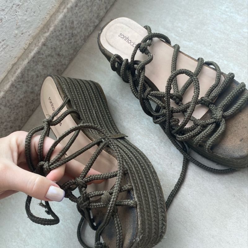 Sandalia De Amarrar Sonho Dos Pes Sandalia Verde Musgo 36 Sonho