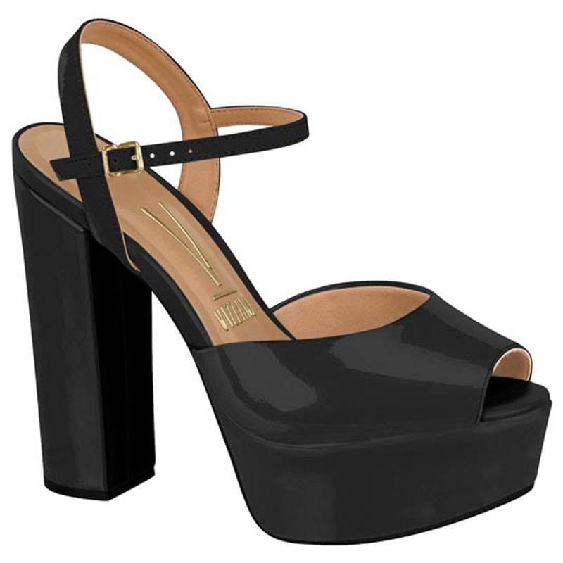 Sandália Vizzano Nova Feminina Salto Grosso Meia Pata Preta 34