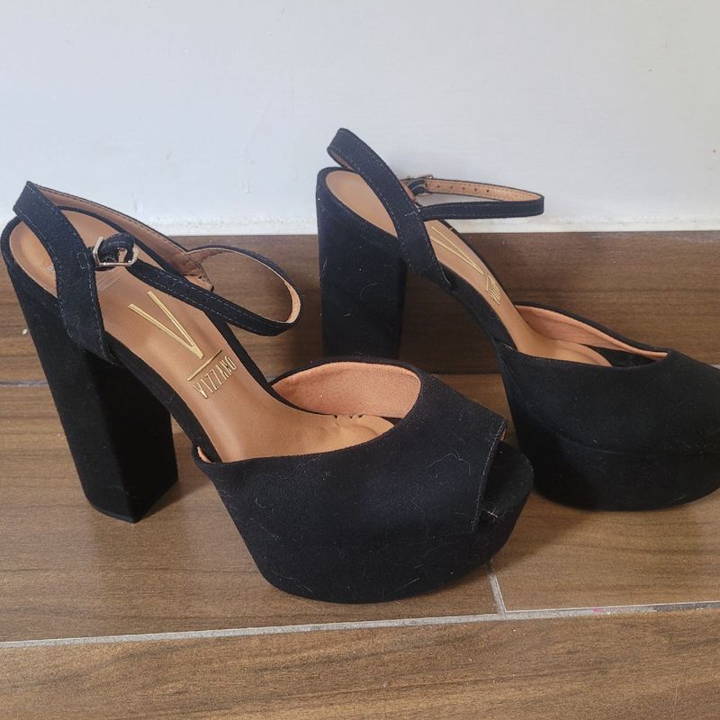 Salto Vizzano Preto Meia Pata Sandalia Vizzano Preta Meia Pata