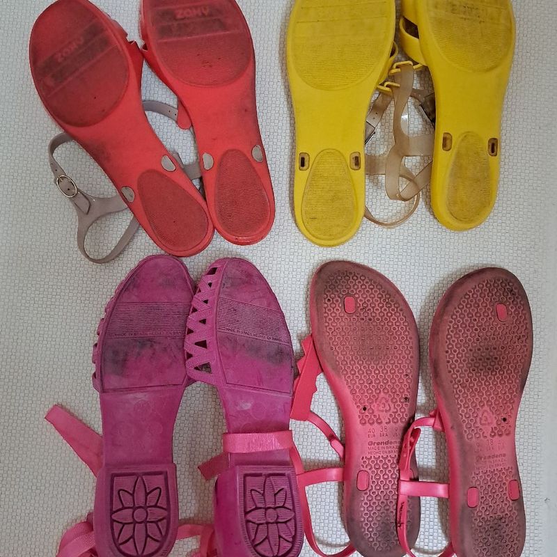 Sandálias Plástica Coloridas ( 4 Pares ) N 38 | Sandália Feminina