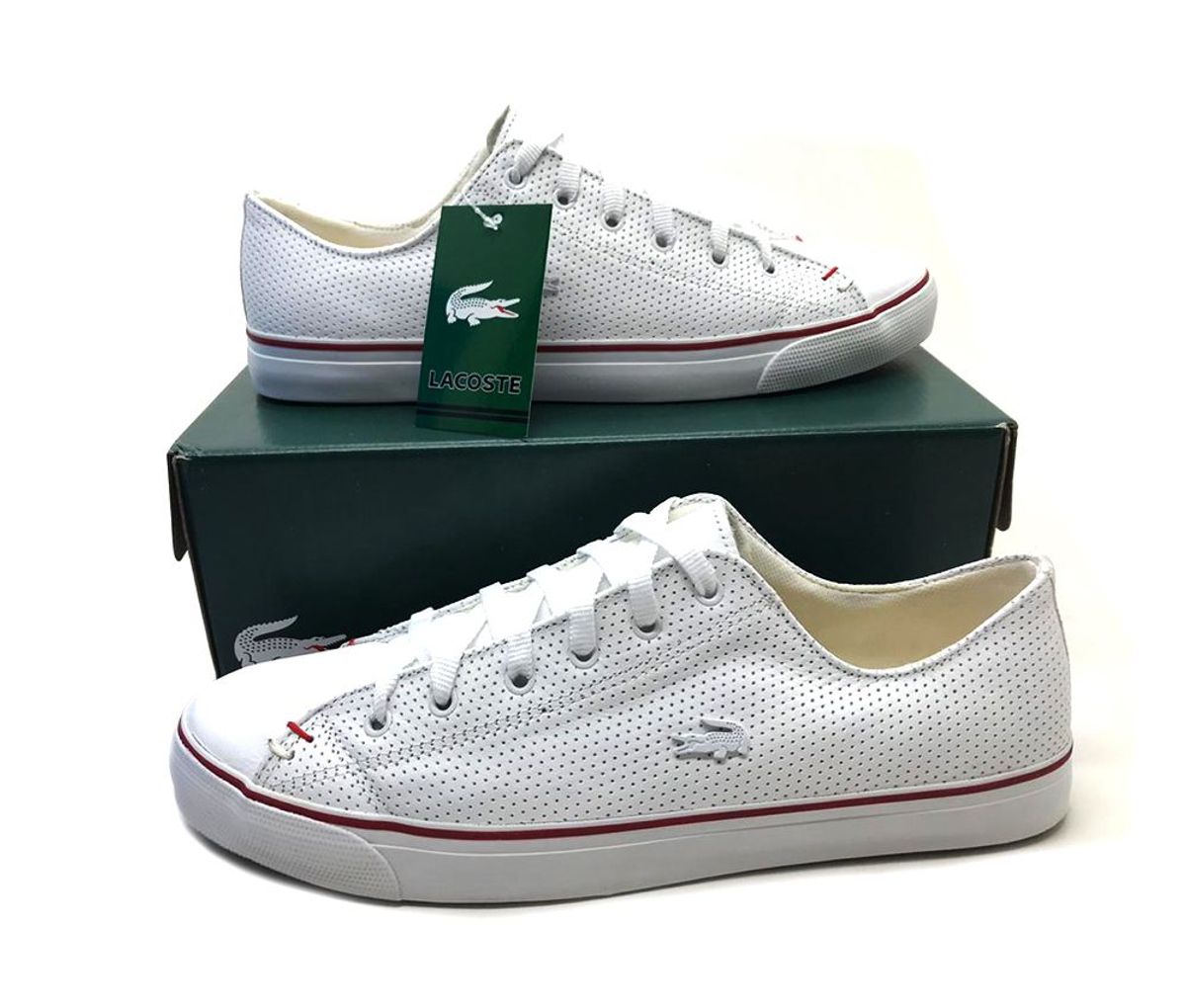 sapatênis couro lacoste logo branco