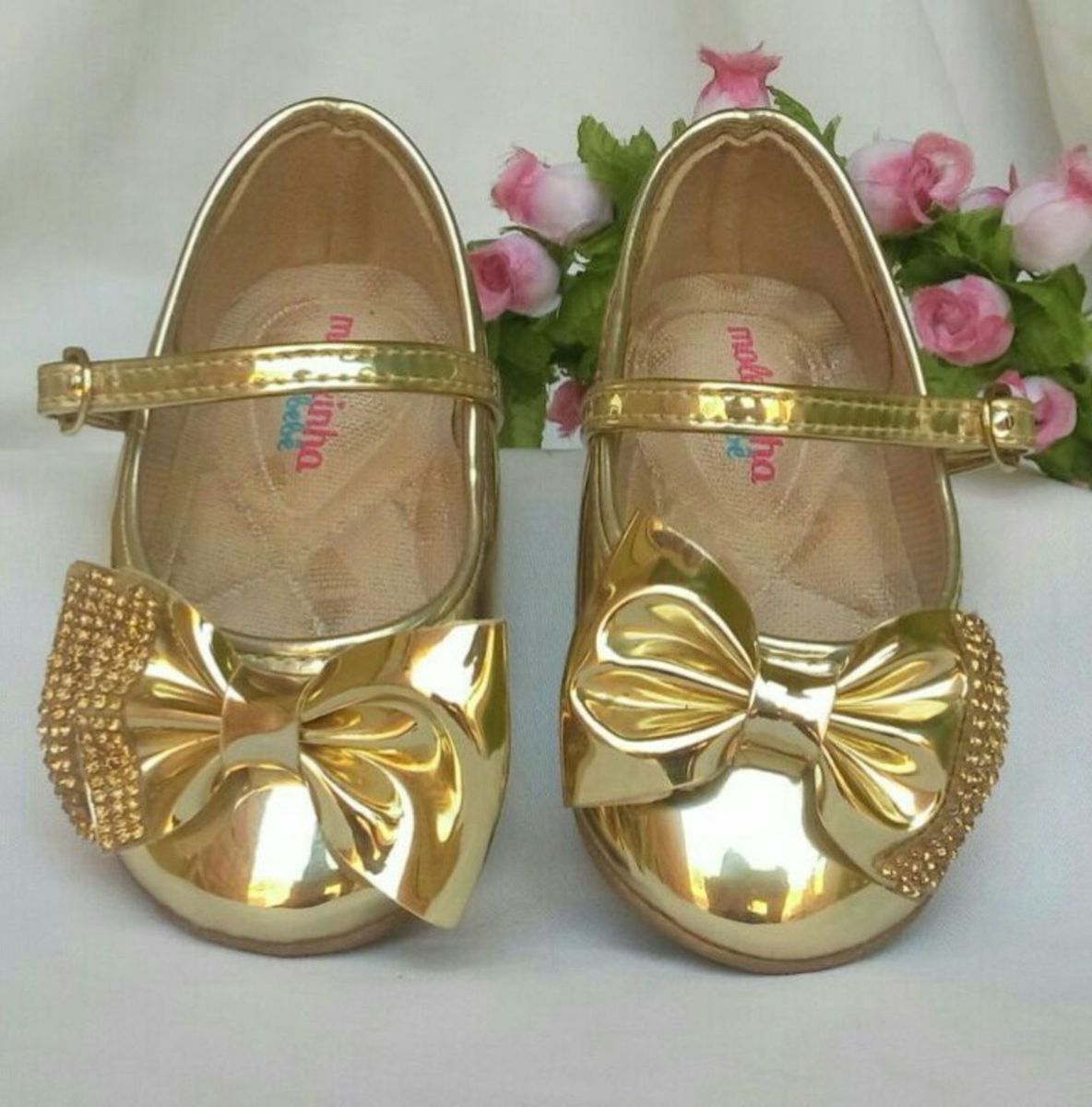 sandalia molekinha bebe dourada