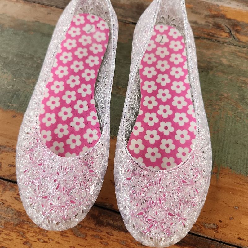 Sapatilha Infantil Plástica Transparente com Glitter Calçado