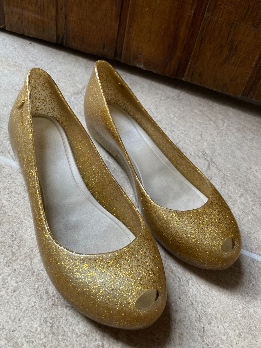Sapatilha Melissa Dourada Glitter Tam 36 Sapatilha Feminina