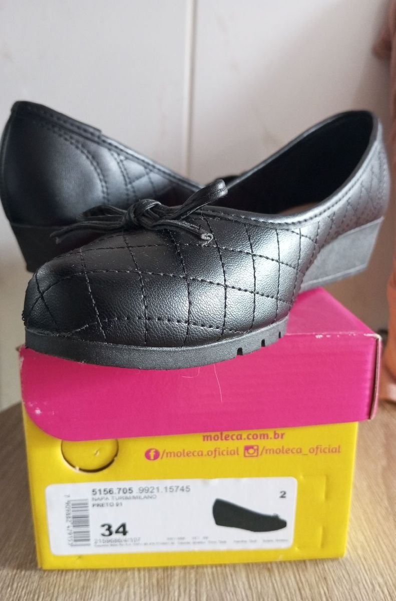 Sapatilha Moleca Anabela Preta, Nova em Perfeito Estado Moleca