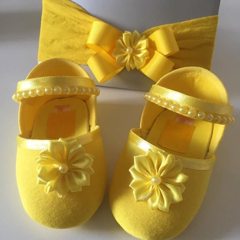 Sapatinho Amarelo Customizado Cal ado Infantil para Beb Nunca Usado 35249778 enjoei