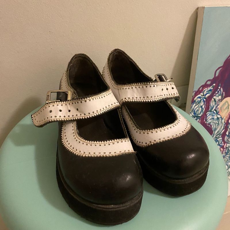 Sapatinho de Boneca Preto e Branco Mary Jane Sapato Feminino Vilela Boots  Usado 92652652 enjoei