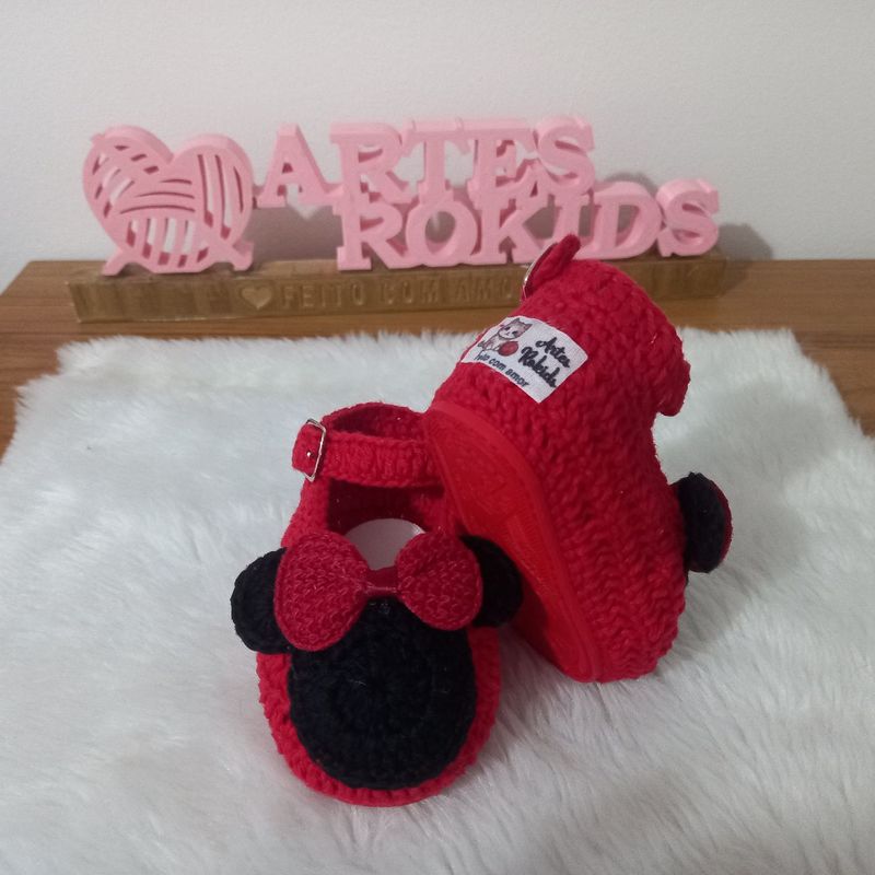 Sapatinho de crochê da hot sale minnie