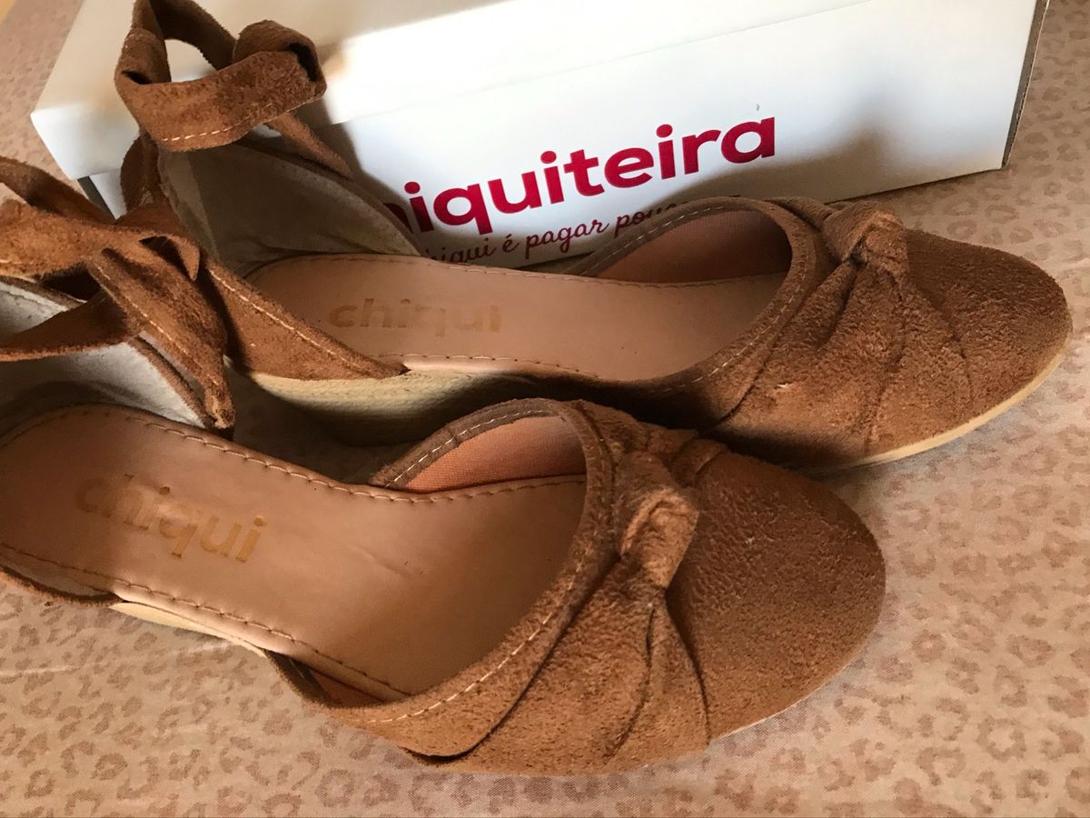 sapato anabela de amarrar