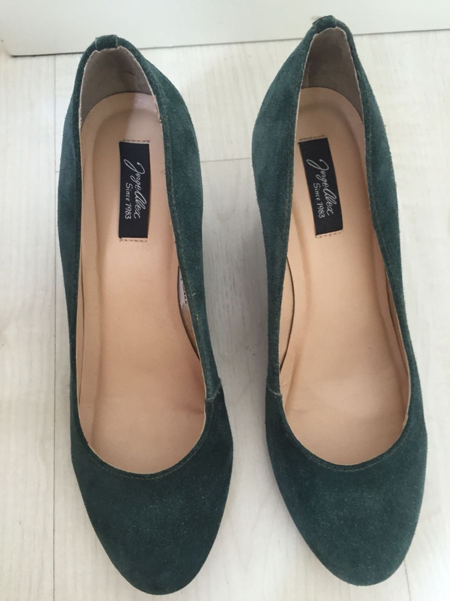 sapato anabela verde