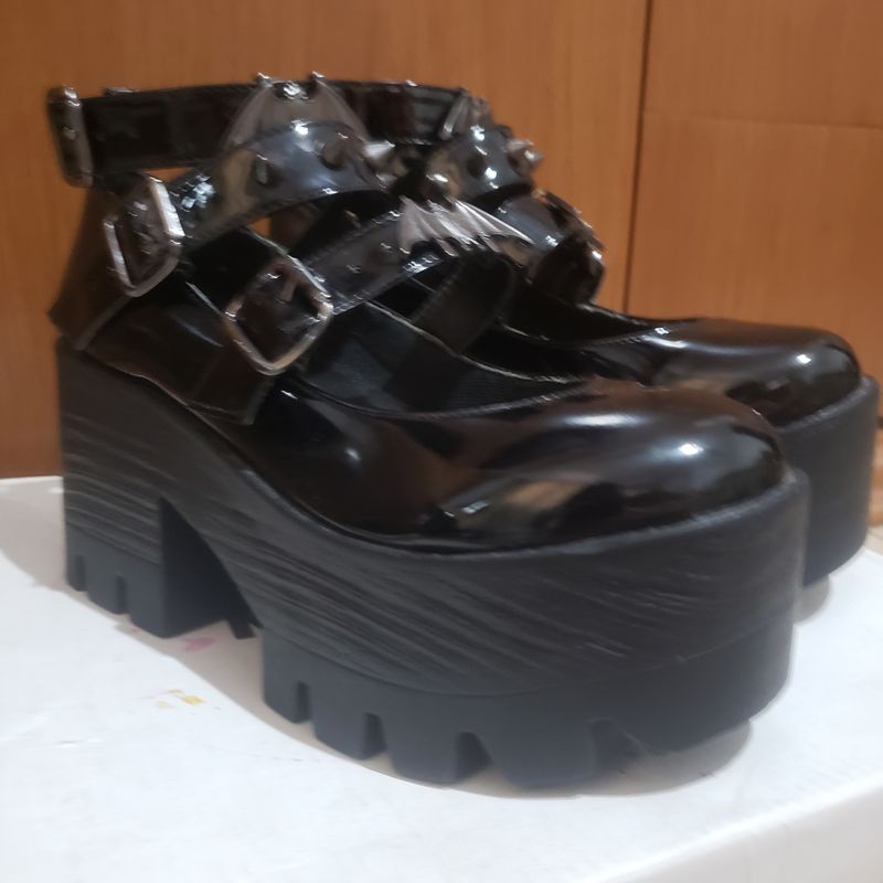 Creeper Shoes Gótico de Couro Preto | Sapato Feminino Nunca Usado 82486147  | enjoei