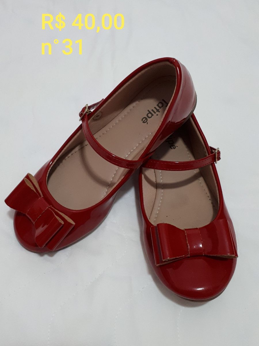 sapato boneca vermelho infantil