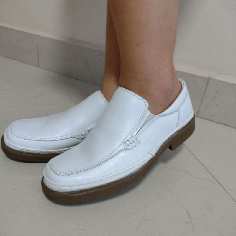 Sapato Feminino Branco Profissional em Couro Legítimo