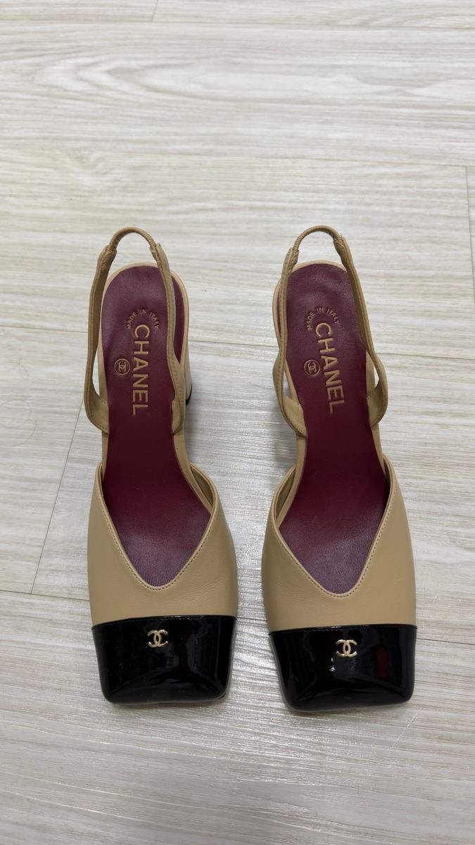 Sapato Chanel Slingback Bicolor 36 | Sapato Feminino Chanel Usado ...