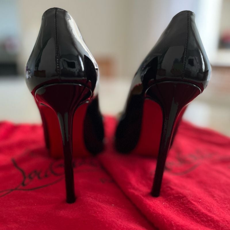 Sapato Christian Louboutin Pigalle Plato 120 Verniz Preto
