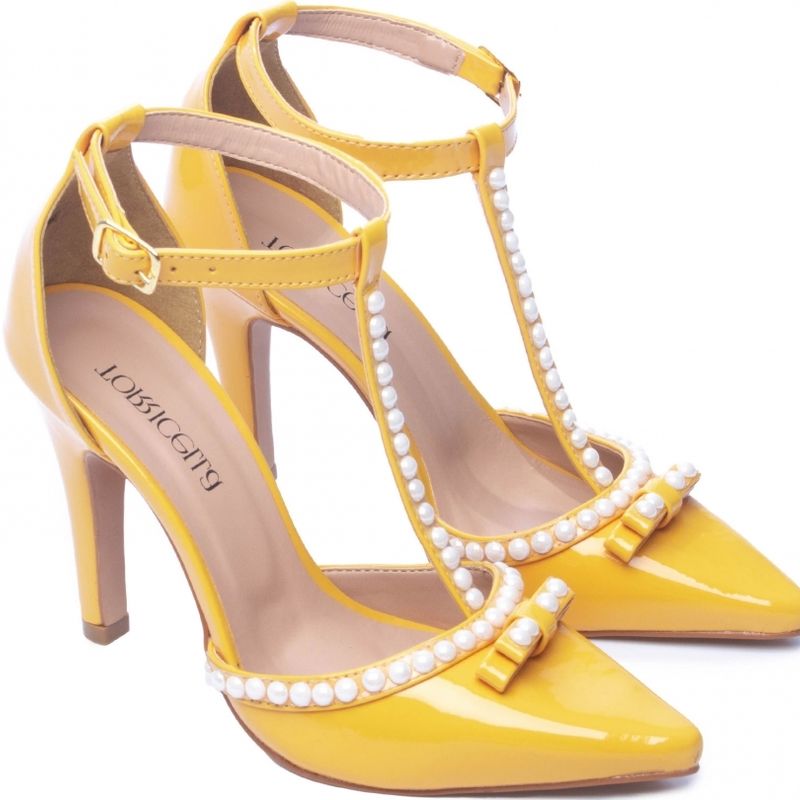 Sapato com Perolas em Abs Salto Alto Scarpin Luxo da Torricella