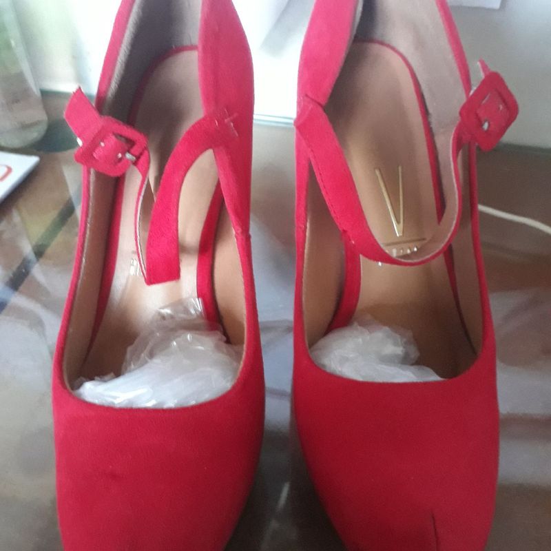 Sapato meia pata vermelho hot sale vizzano