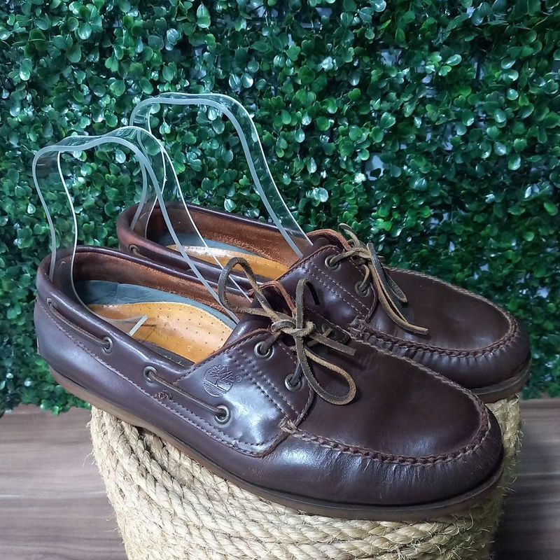 Sapato Mocassim em Couro Legítimo Marrom Timberland, Tamanho 44