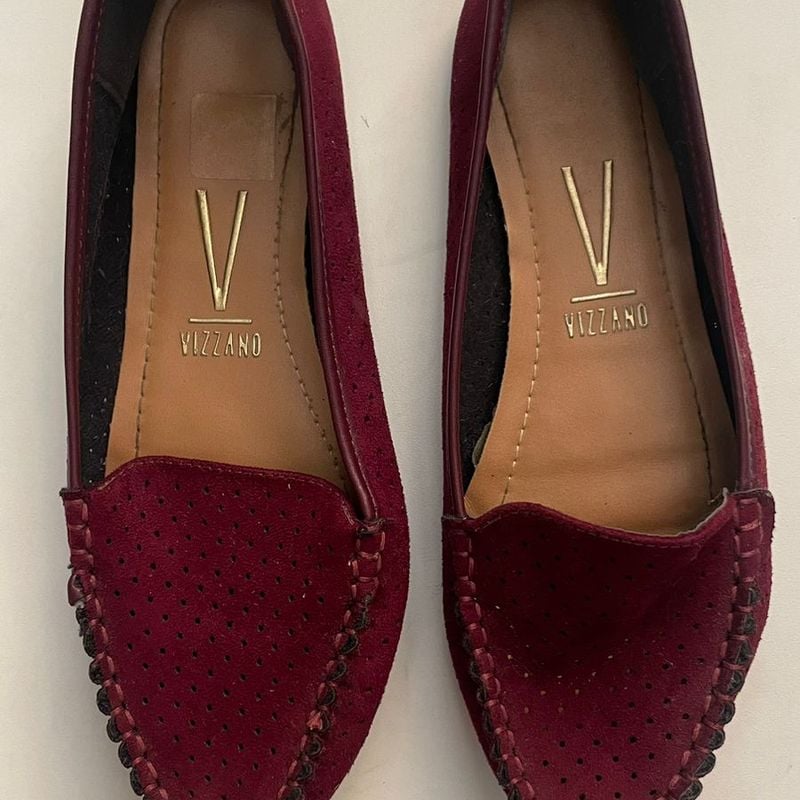 Sapato Mocassim Vizzano Feminino Camurça Vinho Vizzano Usado