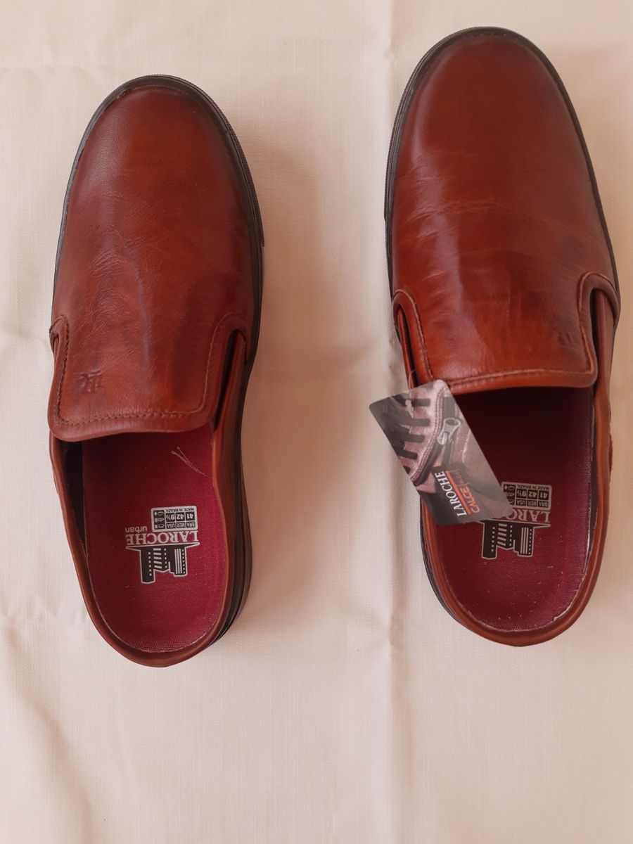Sapato -Mule Masculino Marrom em Couro Laroche Nº41 Novo