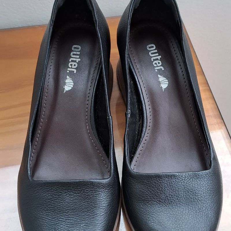 Sapato Outer de Couro, Tamanho 34 Sapato Feminino Outer Usado 85682521  enjoei