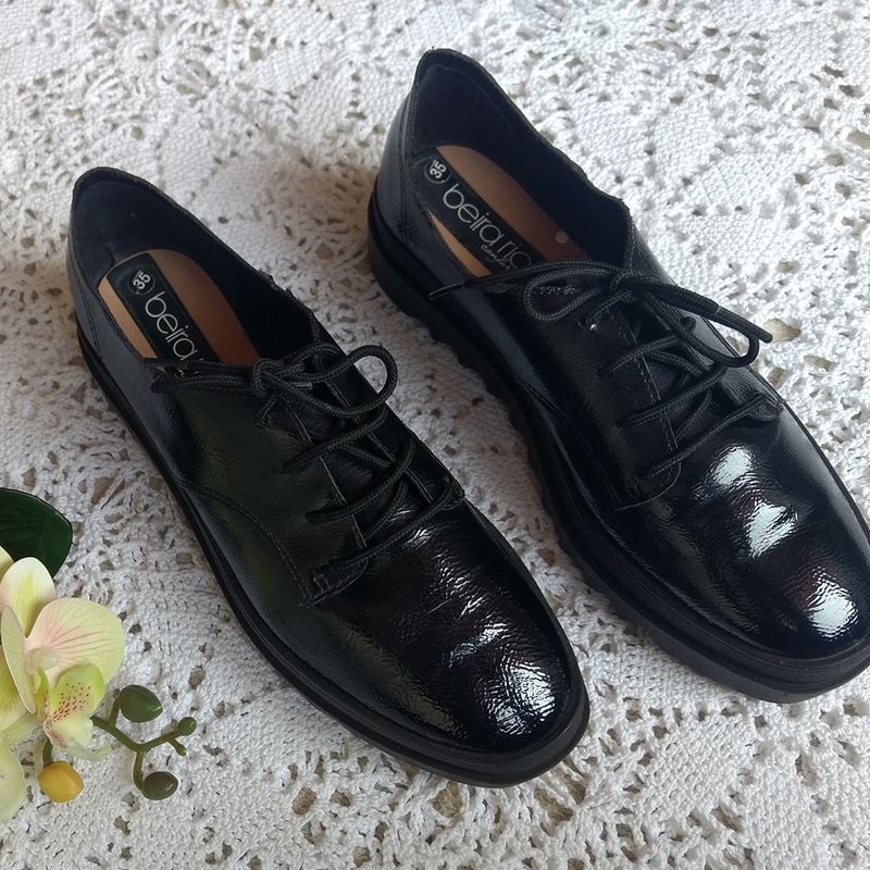 Sapato Feminino Tenis Beira Rio Conforto Verniz Verniz Tenis Beira