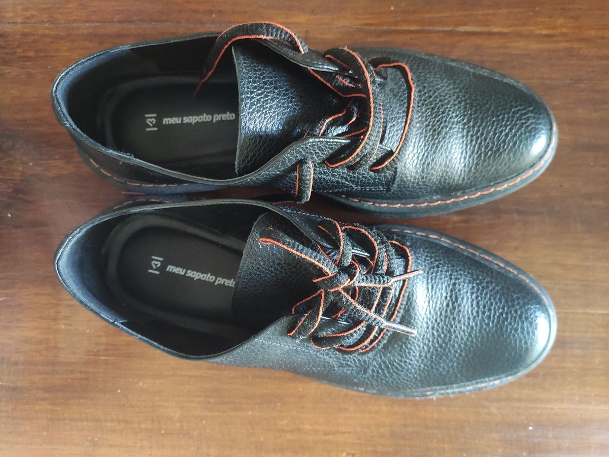 Sapato Oxford Couro Floater Laranja Meu Sapato Preto Sapato