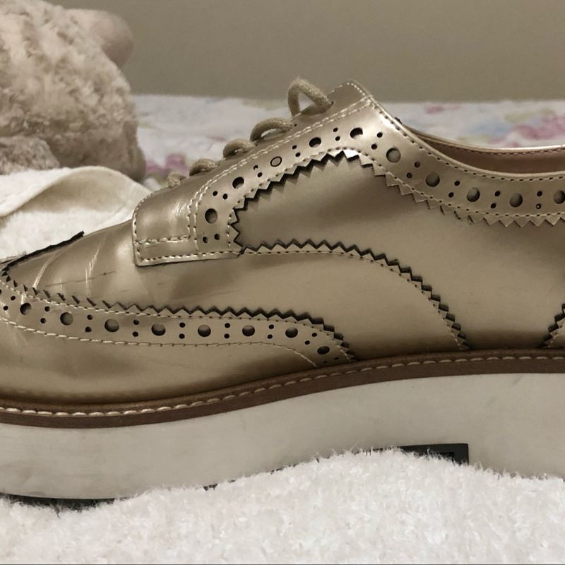 Sapato Oxford Dourado Zara Sapato Feminino Zara Usado 39057404 enjoei
