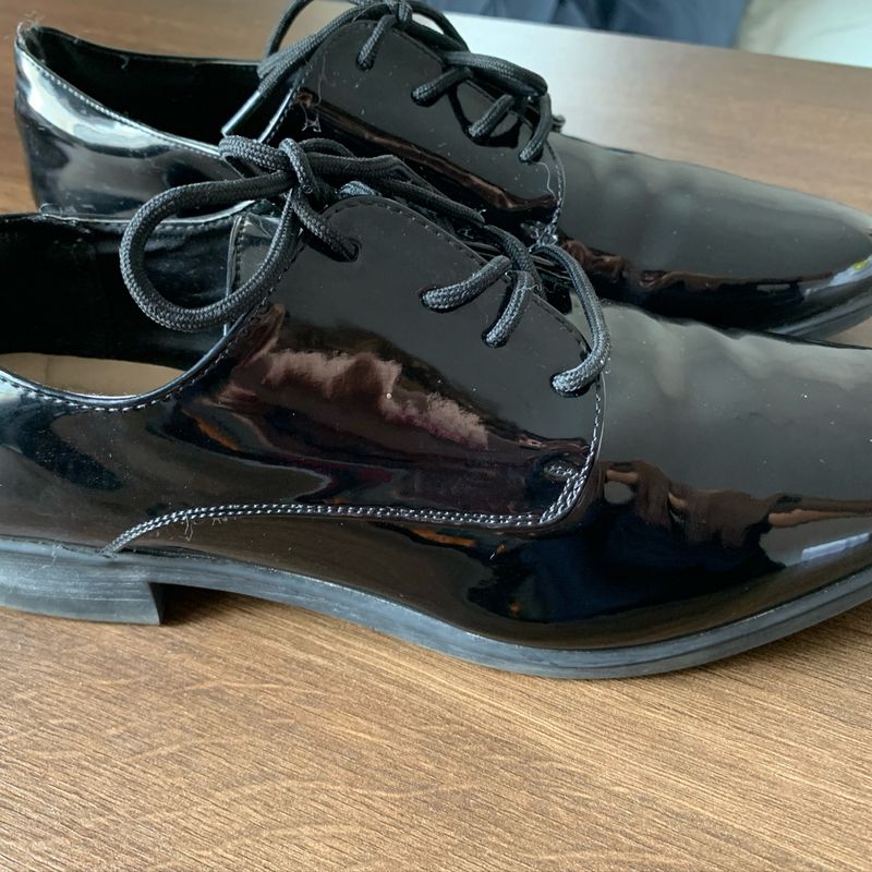 Sapato Oxford Feminino Facinelli Preto Verniz Sapato Feminino